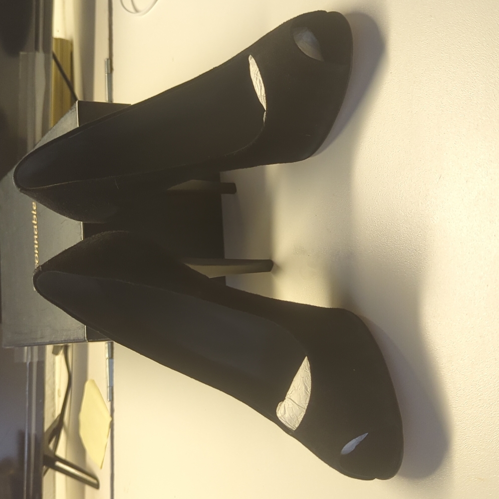 Faconnable black, suede 4inch heels - Picture 4 of 7